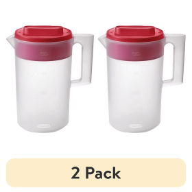 (2 pack)Simply Pour Clear/Red Pitcher Plastic 1 gal