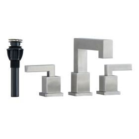 Brushed Nickel Widespread Bathroom Faucet, Waterfall Bathroom Faucets for Sink 3 Hole