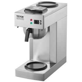 VEVOR 12 Cups Commercial Drip Coffee Maker, Coffee Maker Machine with 2 Glass Carafes and 2 Warmer Plates