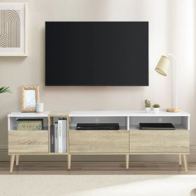 Modern TV With 3 Drawers And Open Shelves, Media Console Table For TVs Up To 80'', Entertainment Center For Living Room, Color-Matching Design (Option: White)