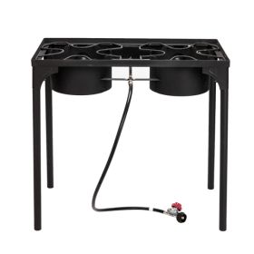 Rectangular Double Eyed Four Legged Gas Burner (Option: Black)